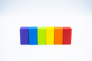 Untidy variety colorful blocks  rainbow toy block LGBTQ block with white background