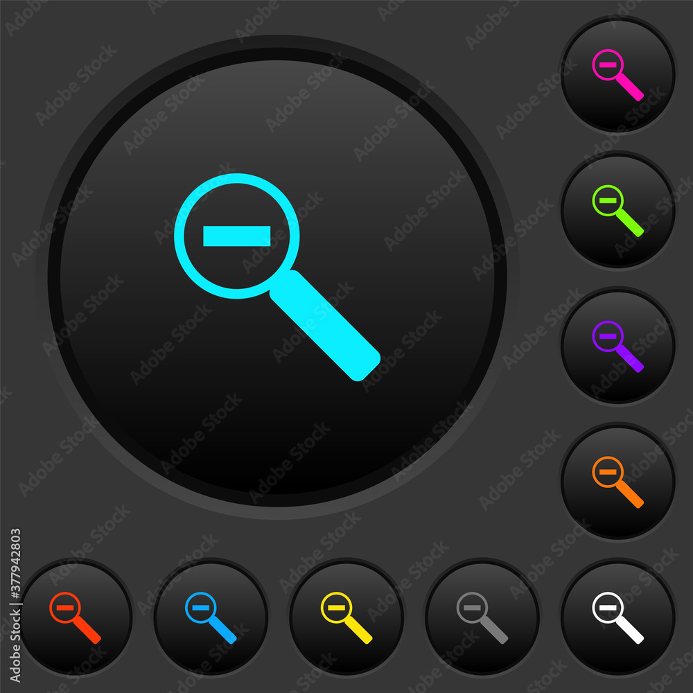 Poster zoom out dark push buttons with color icons