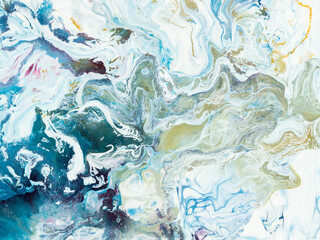 Abstract art painting, blue creative hand painted background, marble texture