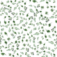 Euro money seamless pattern background. Banknote falling isolated textures on white background.