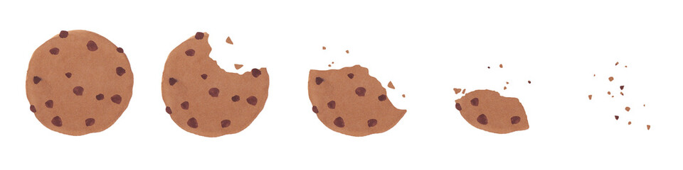 食べられていくチョコチップクッキーのイラスト