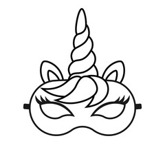Unicorn mask line icon. Clipart image isolated on white background. © dzm1try