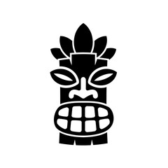 Tiki hawaiian mask silhouette icon. Clipart image isolated on white background.