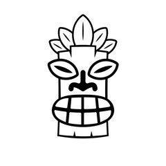 Tiki hawaiian mask outline icon. Clipart image isolated on white background.