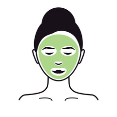 Green spa face mask icon. Clipart image isolated on white background.