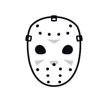 Hockey goalie mask outline icon. Clipart image isolated on white background.