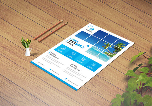Blue Flyer Layout with Geometric Elements