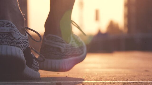The athlete on the morning jogging. slow motion