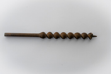vintage drill bit  isolated on white backgroud