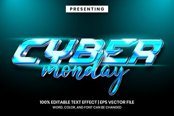 Cyber monday futuristic techno text effect style