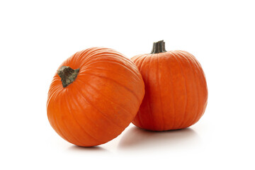 Two fresh pumpkins isolated on white background