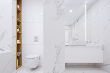 Fototapeta na wymiar Luxury bathroom in marble tiles