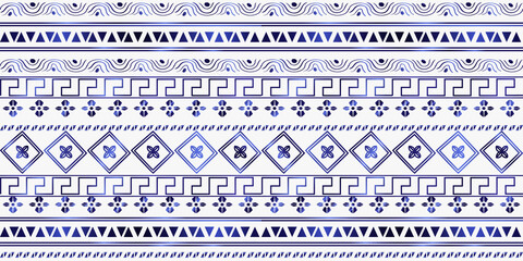 trendy stripes pattern Vector blue line hand drawn seamless