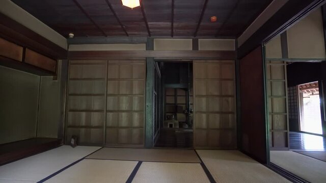 Interior of a typical country house from the Edo period (1603 - 1867). Each room in the house is not measured by the square meters but by the amount of tatamis (straw mat) they have.