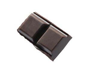 Piece of delicious dark chocolate isolated on white