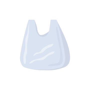 White plastic bag flat vector illustration isolated on white background