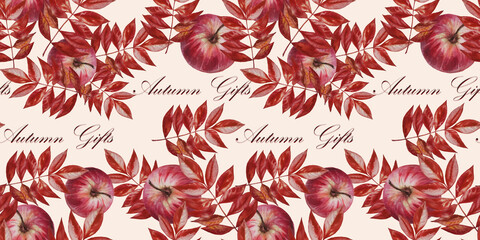 Watercolor seamless autumn pattern.