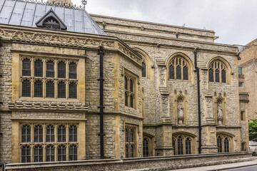 Guildhall (1440) - building in Moorgate area of City of London. Guildhall used as a town hall for several hundred years. London, UK. 