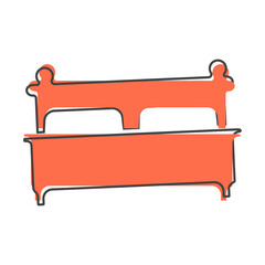 Vector image of the bed. Flat Bed Icon cartoon style on white isolated background.