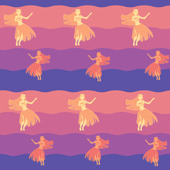 Seamless repeating pattern of hula dancers
