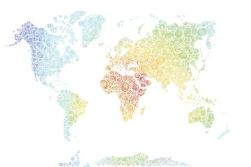 Fototapeta na wymiar Weltkarte Muster Spirale Illustration Regenbogenfarbe