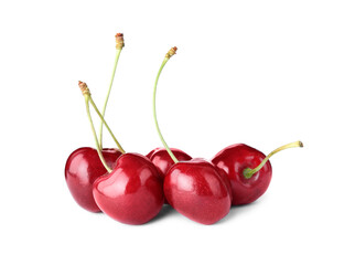 Delicious fresh ripe cherries isolated on white