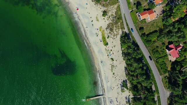 Seaside town of Byxelkrok by the beach, Öland, Sweden - aerial