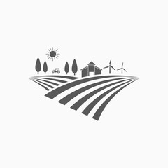 farm field icon, field vector, lea illustration - obrazy, fototapety, plakaty