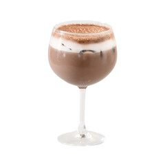 Glass of frappe with ice on a white background