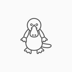platypus icon, duckbill vector, animal illustration