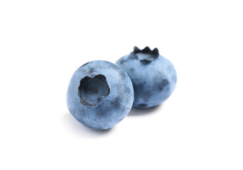 Delicious fresh ripe blueberries isolated on white
