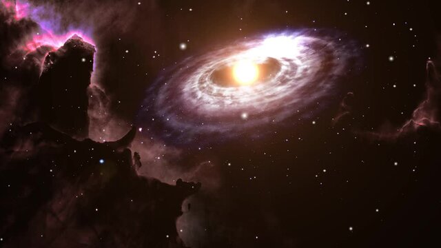 nebula clouds and a galaxy in the great universe, outer space