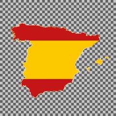 Obraz premium vector flag map of Spain with gold frame isolated on white background 