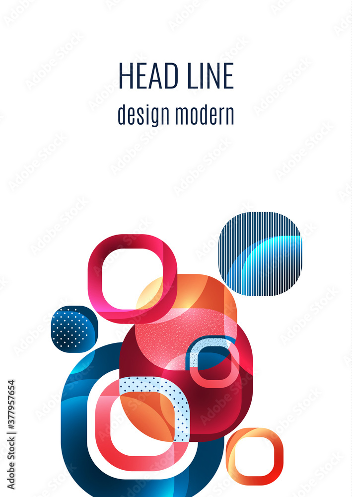 Aufkleber overlapping round squares form a geometric abstract background composition. design template for wall
