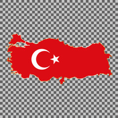 vector flag map of Turkey with gold frame isolated on white background
