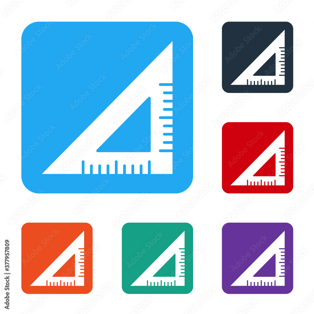 Poster white triangular ruler icon isolated on white background. straightedge symbol. geometric symbol. set