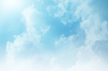 Blue sky with white cloud. The summer heaven is colorful clearing day Good weather and beautiful nature in the morning.