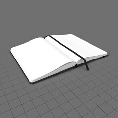 Open hardcover notebook with bookmark ribbon 1