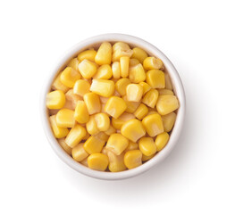 Sweet canned corn in ceramic bowl