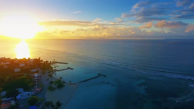 Sunset over the island