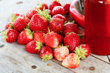 strawberries on wooden background