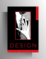 Cover design template for book, brochure, booklet, catalog, poster. Hand-drawn graphic vector illustration.