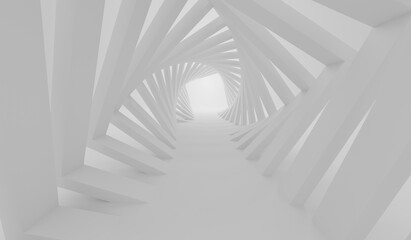 Abstract minimalistic modern architecture 3d render with square white background