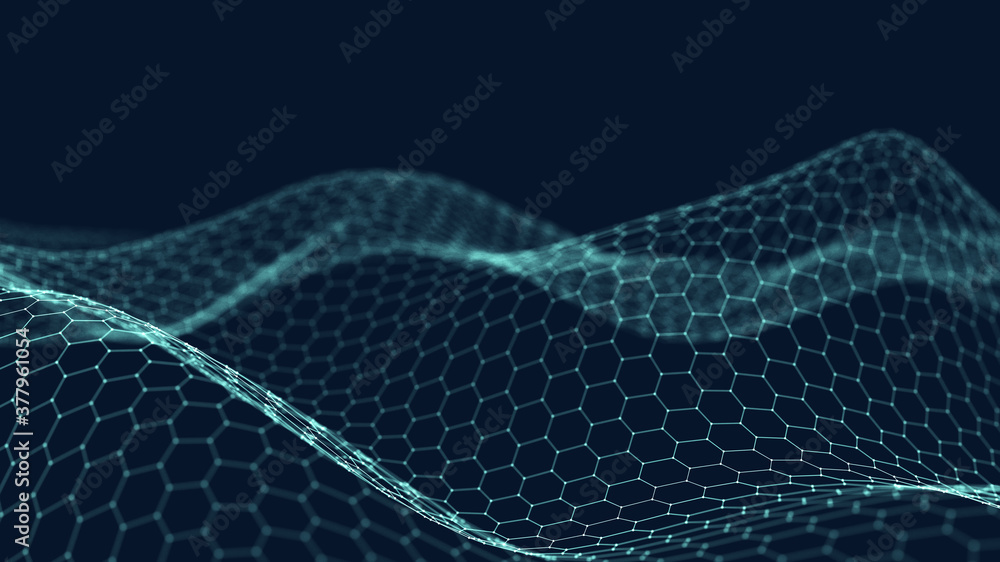 Poster 3d abstract digital technology background. futuristic sci-fi user interface concept with gradient do