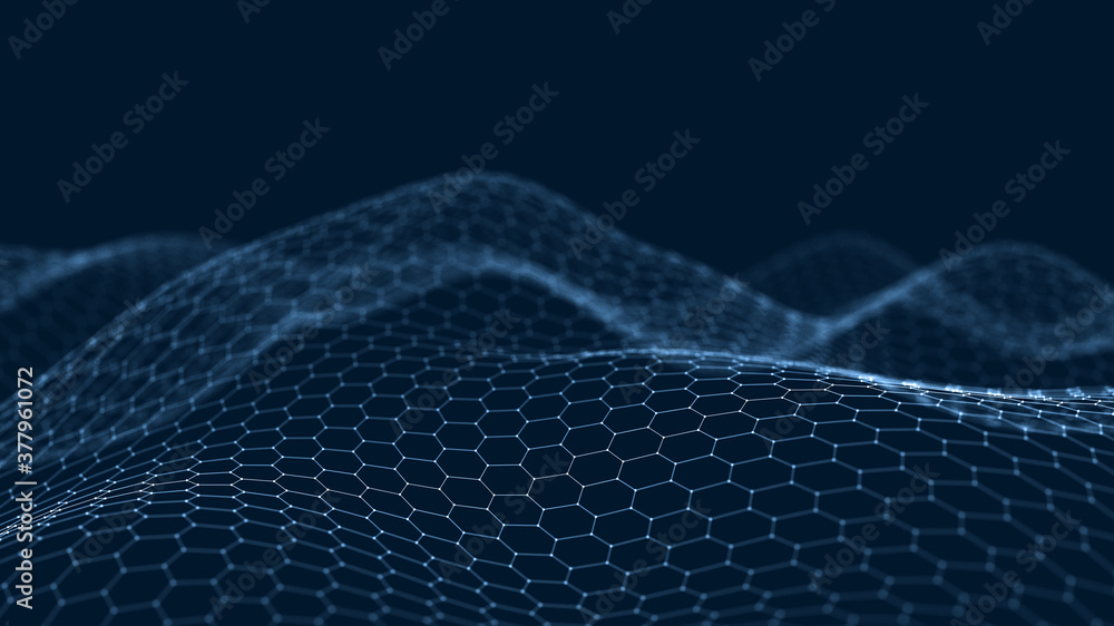 Poster 3d abstract digital technology background. futuristic sci-fi user interface concept with gradient do