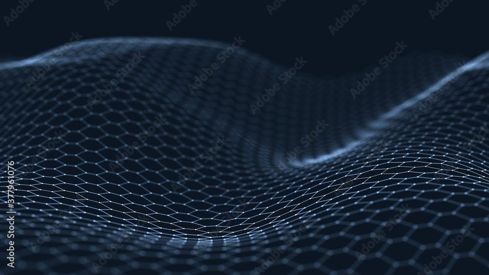 Poster 3d abstract digital technology background. futuristic sci-fi user interface concept with gradient do