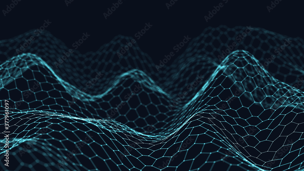 Poster 3d abstract digital technology background. futuristic sci-fi user interface concept with gradient do