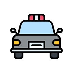 protest related police car with lights and mirror vector with editable stroke