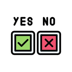 protest related board with yes and no tick mark vector with editable stroke