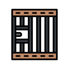 protest related police lockup with metal rod vector with editable stroke